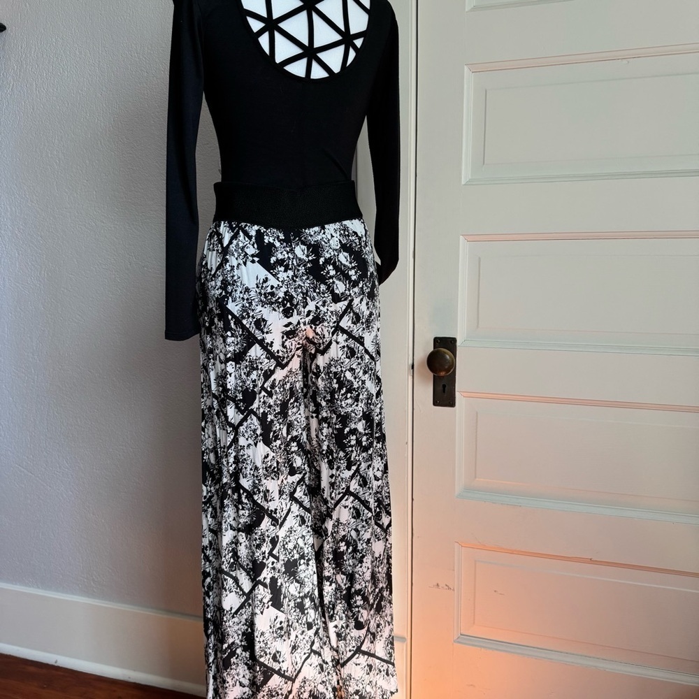Xhilaration Black White High Waist Wide Leg Boho Pants Size S - Picture 5 of 7